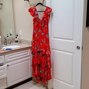 Beautiful red chiffon midi dress brand WAYF NEW TAGS ON